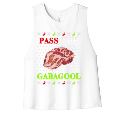 Funny Pass The Gabagool Tacky Ugly Christmas Gabagool Funny Tee Gift Women's Racerback Cropped Tank