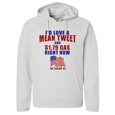 Funny Pro Trump Supporter Id Love A Mean Tweet Gas Prices Performance Fleece Hoodie