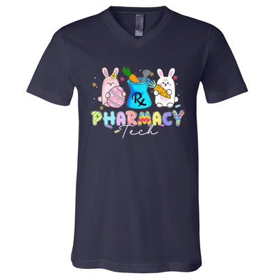 Funny Pharmacy Tech Bunny Pharmacist Happy Easter Day V-Neck T-Shirt