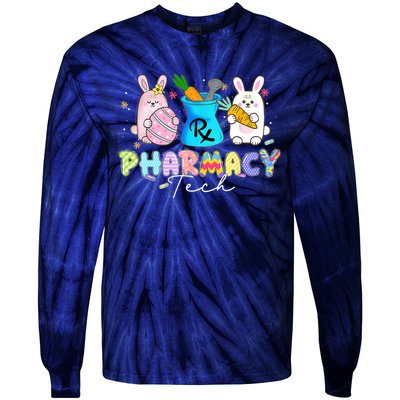 Funny Pharmacy Tech Bunny Pharmacist Happy Easter Day Tie-Dye Long Sleeve Shirt