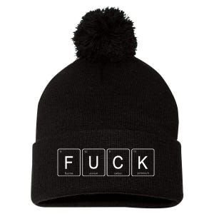 Funny Periodic Table Of Elements Fluorine Uranium Carbon Potassium Pom Pom 12in Knit Beanie