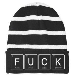 Funny Periodic Table Of Elements Fluorine Uranium Carbon Potassium Striped Beanie with Solid Band