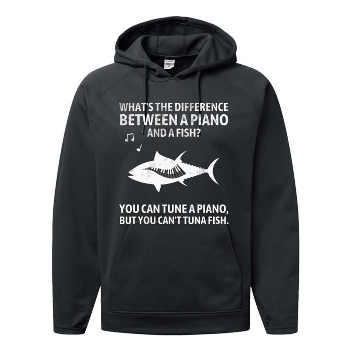 Funny Piano Tuna Fish Music Sarcastic Joke Performance Fleece Hoodie