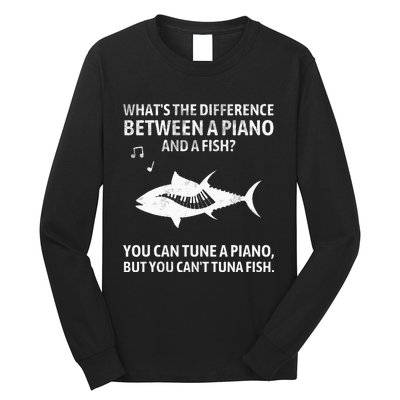 Funny Piano Tuna Fish Music Sarcastic Joke Long Sleeve Shirt