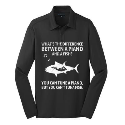 Funny Piano Tuna Fish Music Sarcastic Joke Silk Touch Performance Long Sleeve Polo