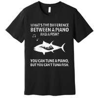 Funny Piano Tuna Fish Music Sarcastic Joke Premium T-Shirt