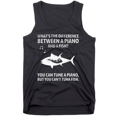 Funny Piano Tuna Fish Music Sarcastic Joke Tank Top