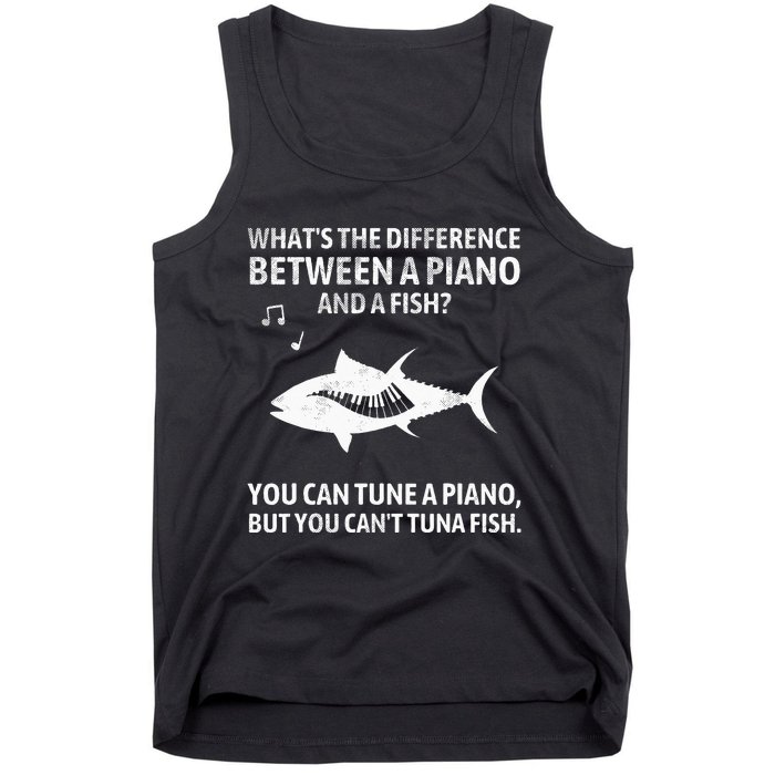 Funny Piano Tuna Fish Music Sarcastic Joke Tank Top