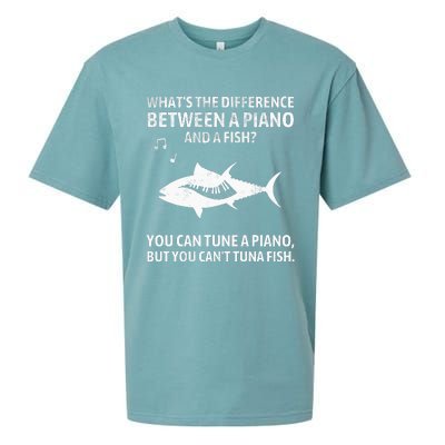 Funny Piano Tuna Fish Music Sarcastic Joke Sueded Cloud Jersey T-Shirt