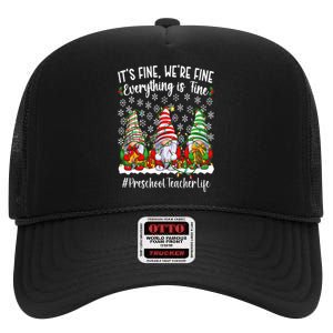 Funny Preschool Teacher Christmas PreK Teacher Xmas Party High Crown Mesh Back Trucker Hat