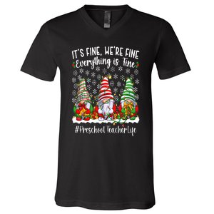 Funny Preschool Teacher Christmas PreK Teacher Xmas Party V-Neck T-Shirt