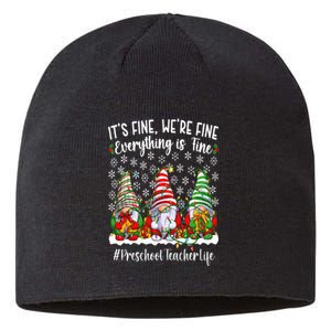 Funny Preschool Teacher Christmas PreK Teacher Xmas Party Sustainable Beanie