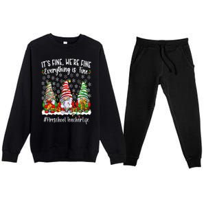 Funny Preschool Teacher Christmas PreK Teacher Xmas Party Premium Crewneck Sweatsuit Set