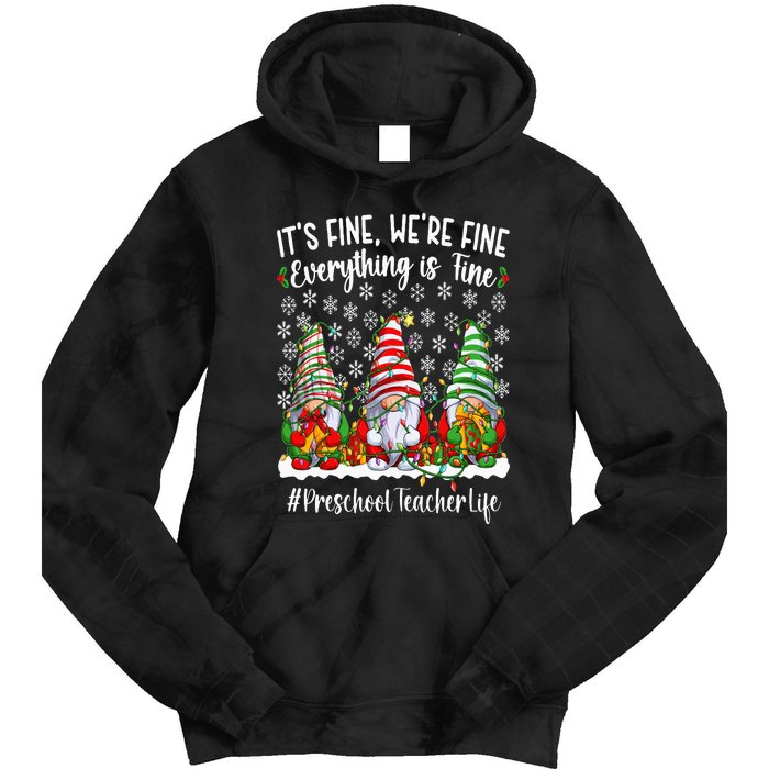 Funny Preschool Teacher Christmas PreK Teacher Xmas Party Tie Dye Hoodie