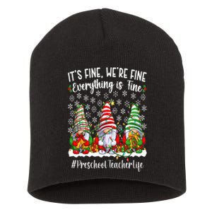 Funny Preschool Teacher Christmas PreK Teacher Xmas Party Short Acrylic Beanie