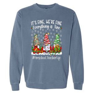 Funny Preschool Teacher Christmas PreK Teacher Xmas Party Garment-Dyed Sweatshirt