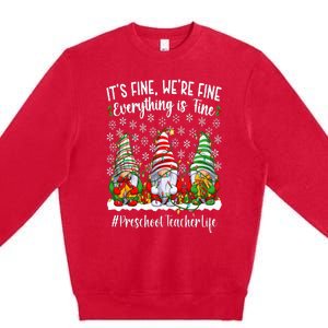 Funny Preschool Teacher Christmas PreK Teacher Xmas Party Premium Crewneck Sweatshirt