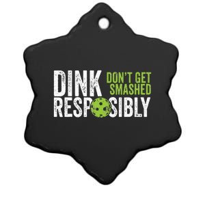 Funny Pickleball Team Clothing Dink Responsibly Ceramic Star Ornament