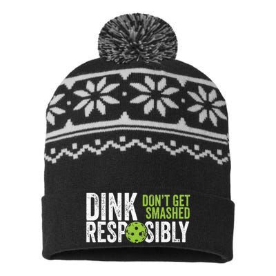 Funny Pickleball Team Clothing Dink Responsibly USA-Made Snowflake Beanie