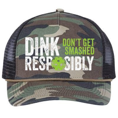 Funny Pickleball Team Clothing Dink Responsibly Retro Rope Trucker Hat Cap