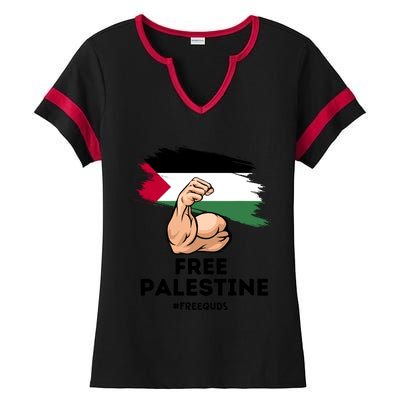 Free Palestine The Power Of The Palestinian Flag Ladies Halftime Notch Neck Tee