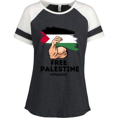 Free Palestine The Power Of The Palestinian Flag Enza Ladies Jersey Colorblock Tee