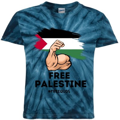 Free Palestine The Power Of The Palestinian Flag Kids Tie-Dye T-Shirt