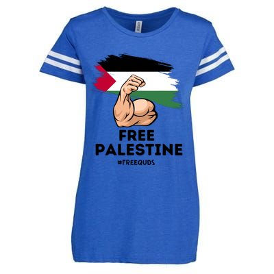 Free Palestine The Power Of The Palestinian Flag Enza Ladies Jersey Football T-Shirt