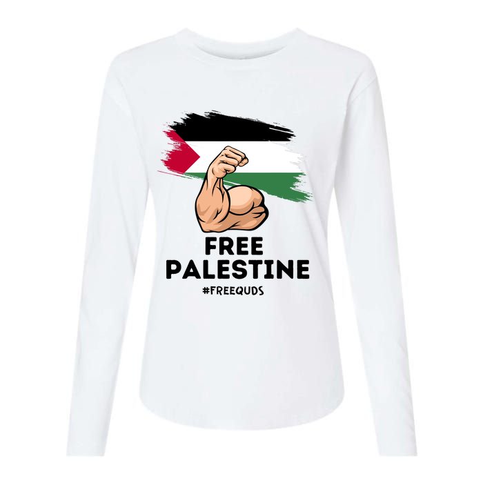 Free Palestine The Power Of The Palestinian Flag Womens Cotton Relaxed Long Sleeve T-Shirt