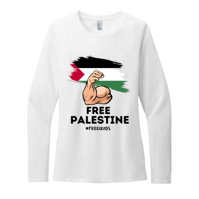 Free Palestine The Power Of The Palestinian Flag Womens CVC Long Sleeve Shirt