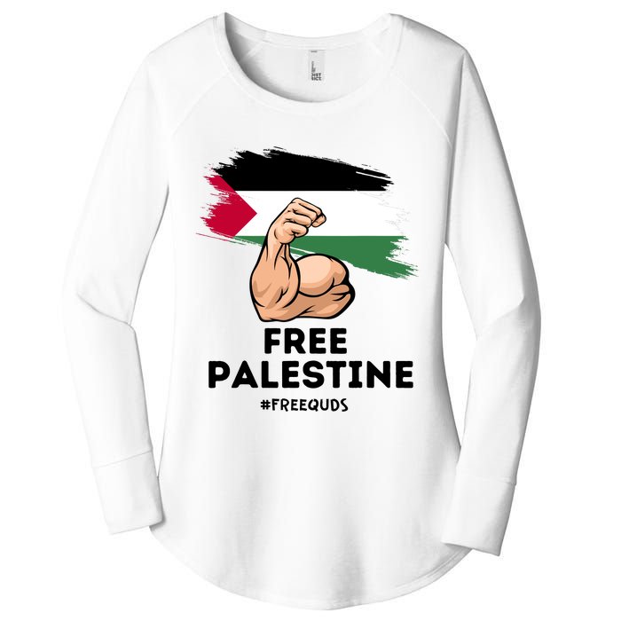 Free Palestine The Power Of The Palestinian Flag Women's Perfect Tri Tunic Long Sleeve Shirt