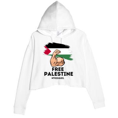 Free Palestine The Power Of The Palestinian Flag Crop Fleece Hoodie