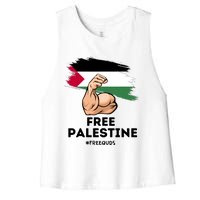 Free Palestine The Power Of The Palestinian Flag Women's Racerback Cropped Tank