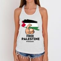 Free Palestine The Power Of The Palestinian Flag Women's Knotted Racerback Tank