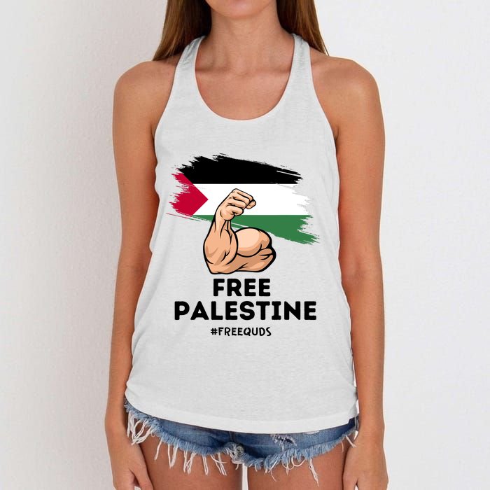 Free Palestine The Power Of The Palestinian Flag Women's Knotted Racerback Tank