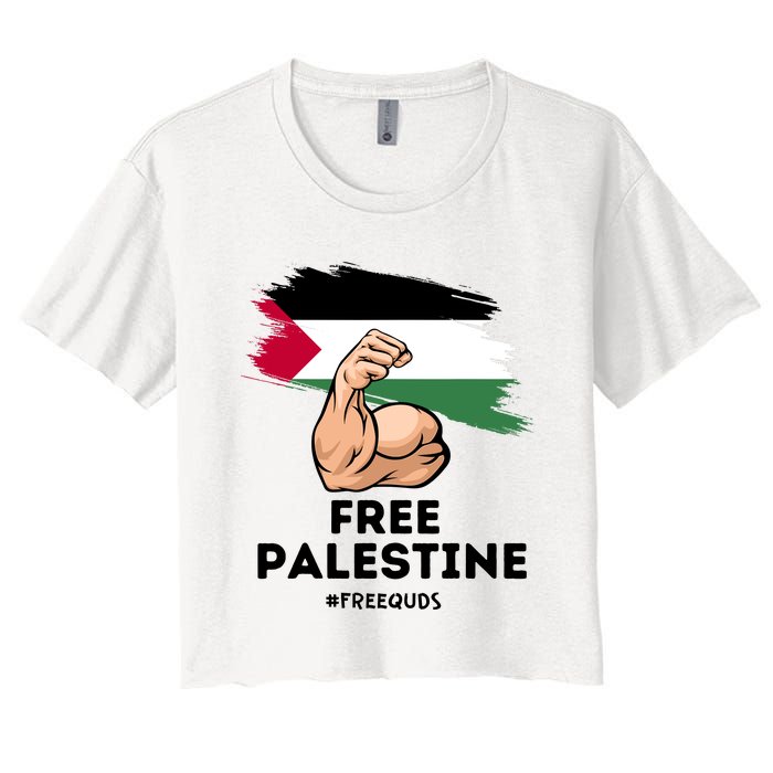 Free Palestine The Power Of The Palestinian Flag Women's Crop Top Tee