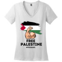 Free Palestine The Power Of The Palestinian Flag Women's V-Neck T-Shirt