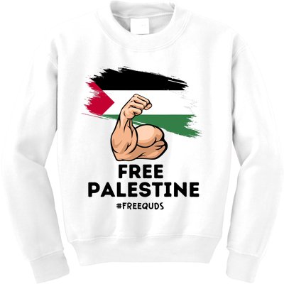 Free Palestine The Power Of The Palestinian Flag Kids Sweatshirt