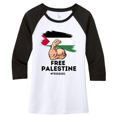 Free Palestine The Power Of The Palestinian Flag Women's Tri-Blend 3/4-Sleeve Raglan Shirt