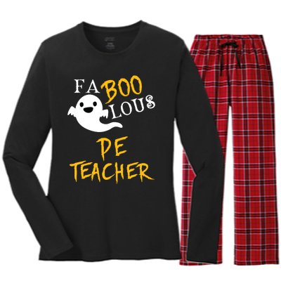 Faboolous Pe Teacher Halloween Physical Education Funny Women's Long Sleeve Flannel Pajama Set 