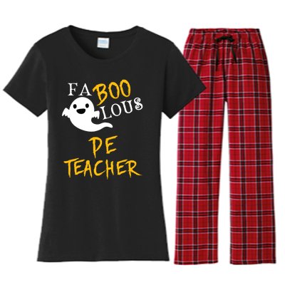 Faboolous Pe Teacher Halloween Physical Education Funny Women's Flannel Pajama Set