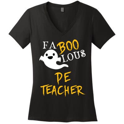 Faboolous Pe Teacher Halloween Physical Education Funny Women's V-Neck T-Shirt