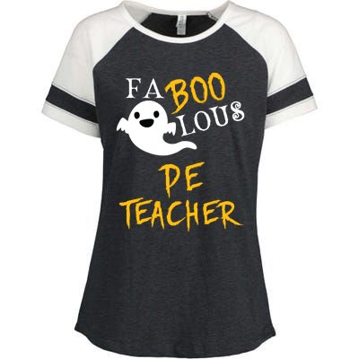 Faboolous Pe Teacher Halloween Physical Education Funny Enza Ladies Jersey Colorblock Tee