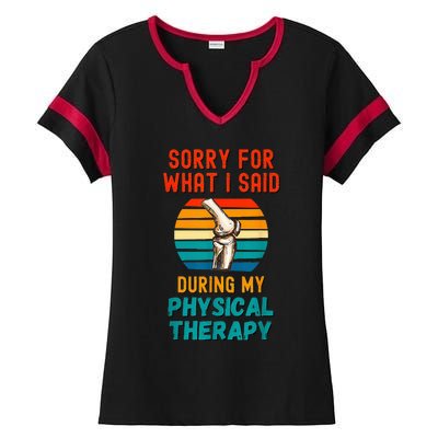 Funny Physical Therapy Surgery Recovery Knee Replacement Ladies Halftime Notch Neck Tee