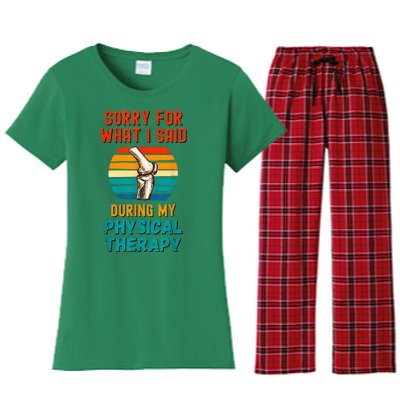 Funny Physical Therapy Surgery Recovery Knee Replacement Women's Flannel Pajama Set