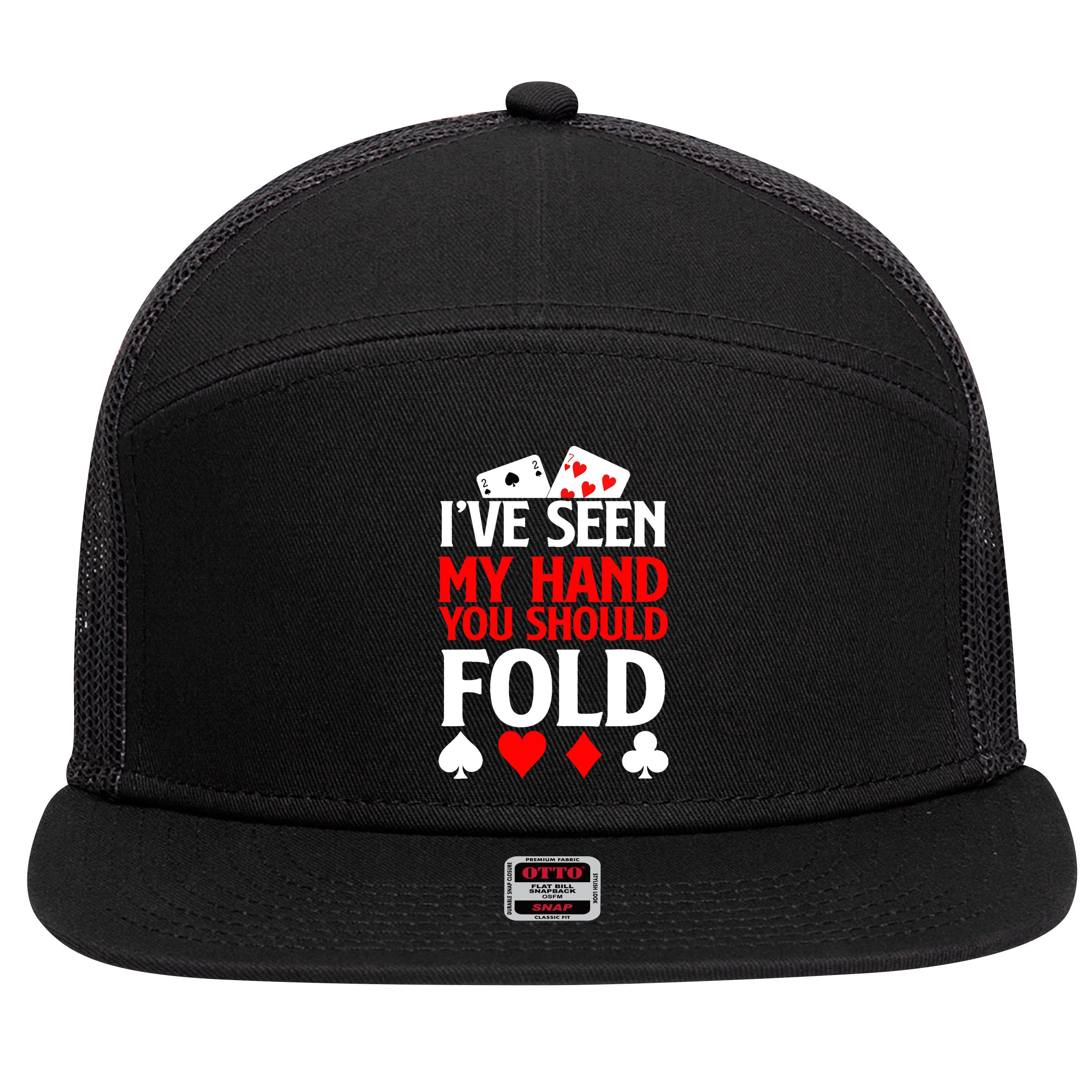 Funny Poker - Texas Holdem Lucky Poker 7 Panel Mesh Trucker Snapback Hat