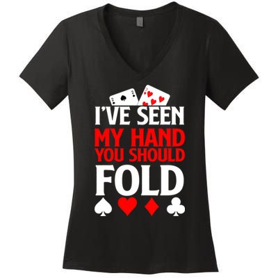 Funny Poker - Texas Holdem Lucky Poker Women's V-Neck T-Shirt