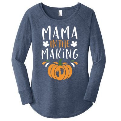 Funny Pregnancy Thanksgiving Graphic Tee Mama In The Making Meaningful Gift Women's Perfect Tri Tunic Long Sleeve Shirt