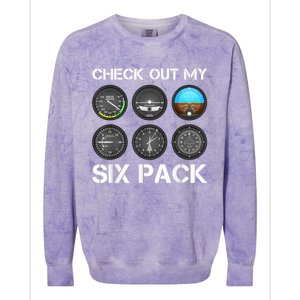 Funny Pilot Top Airplane Six Pack Flight Instruments Gift Colorblast Crewneck Sweatshirt