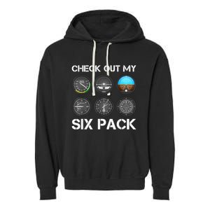 Funny Pilot Top Airplane Six Pack Flight Instruments Gift Garment-Dyed Fleece Hoodie